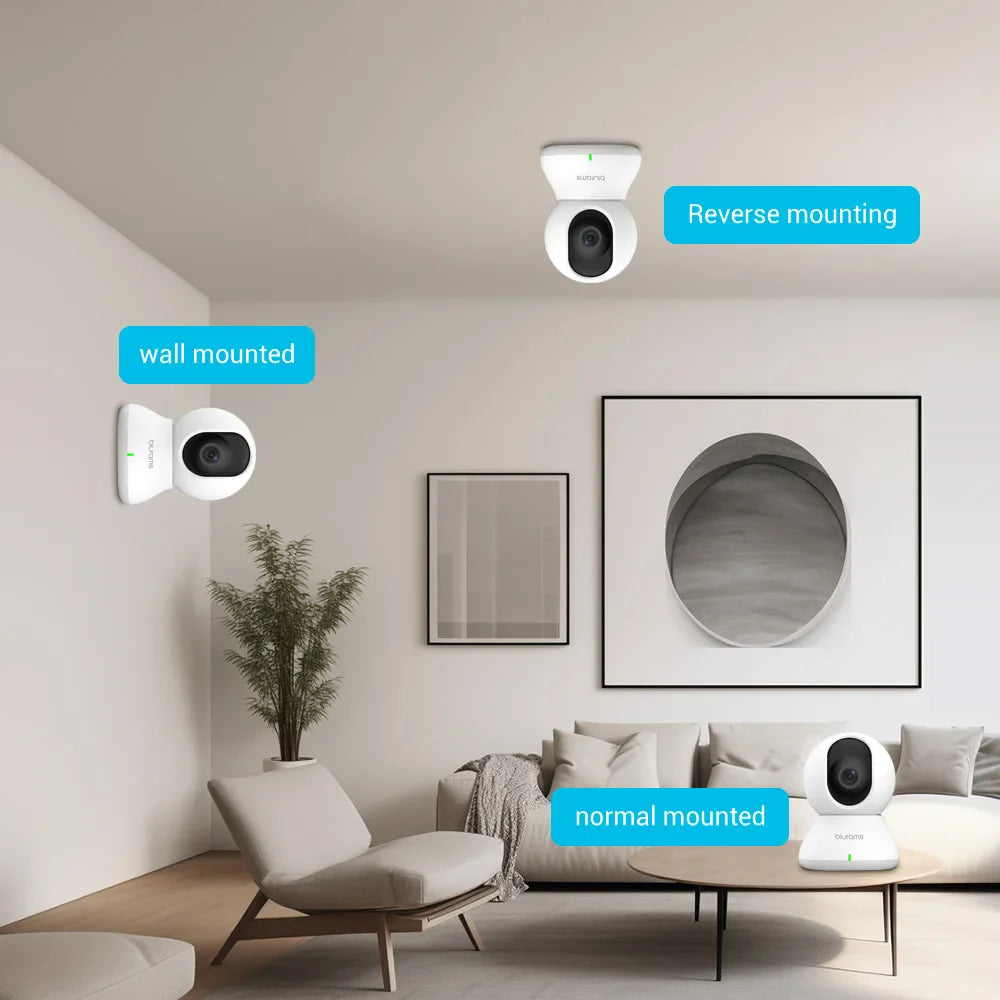 Blurams 2.4&5G WiFi Indoor Camera, 2K, 360° PTZ Pet Dog IP CCTV Camera with Phone App, 2-Way Talk, Night Vision, for Home Securi