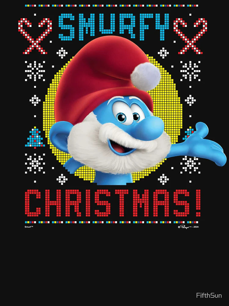 The Smurfs Papa Smurf Smurfy Christmas Ugly Sweater Logo