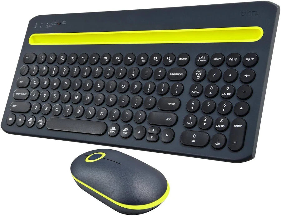 Onn Surf Multi Device Wireless Full Size Keyboard and 3-Button Mouse