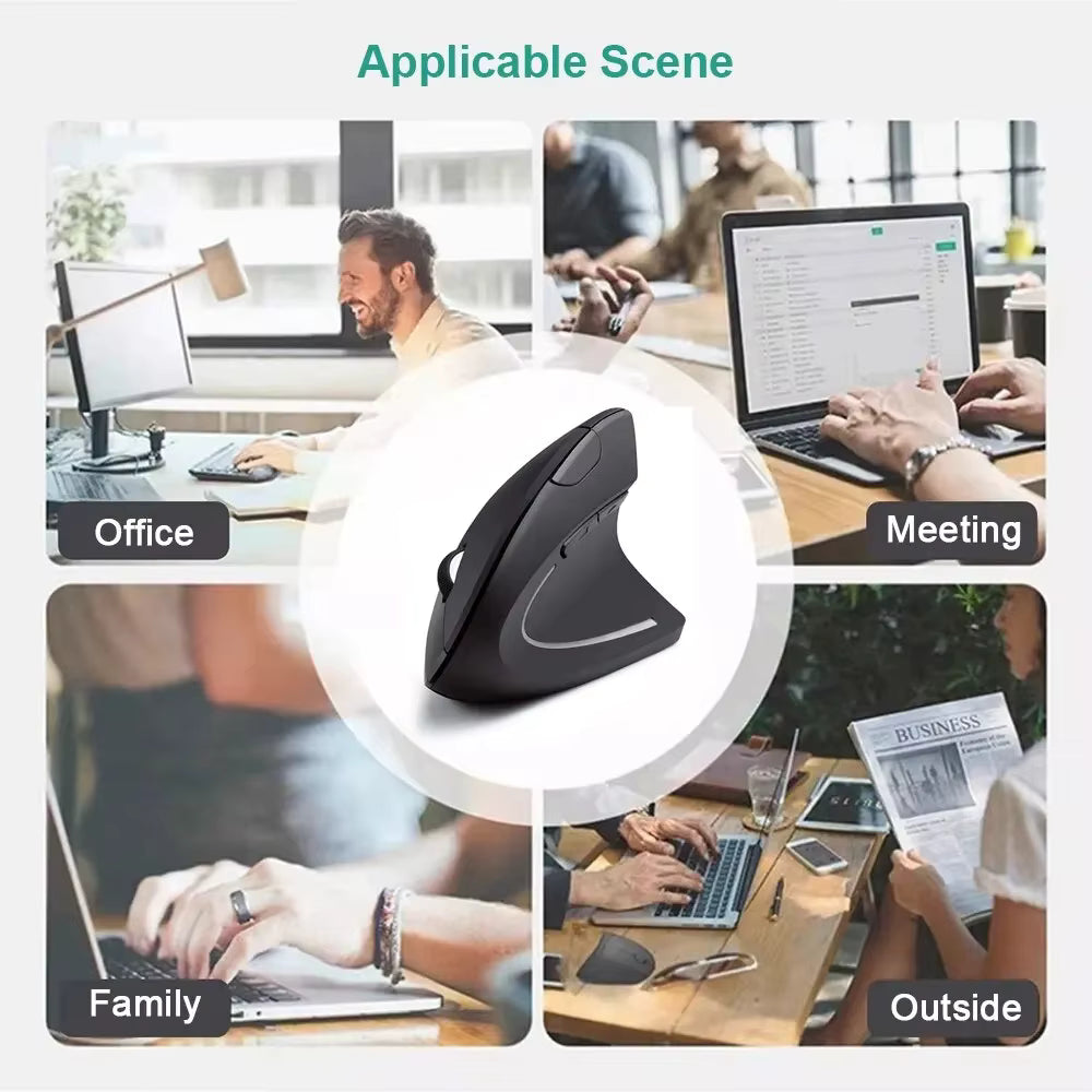 HOMEFISH Vertical Mouse Ergonomic 2.4GHz Wireless Optical Mouse