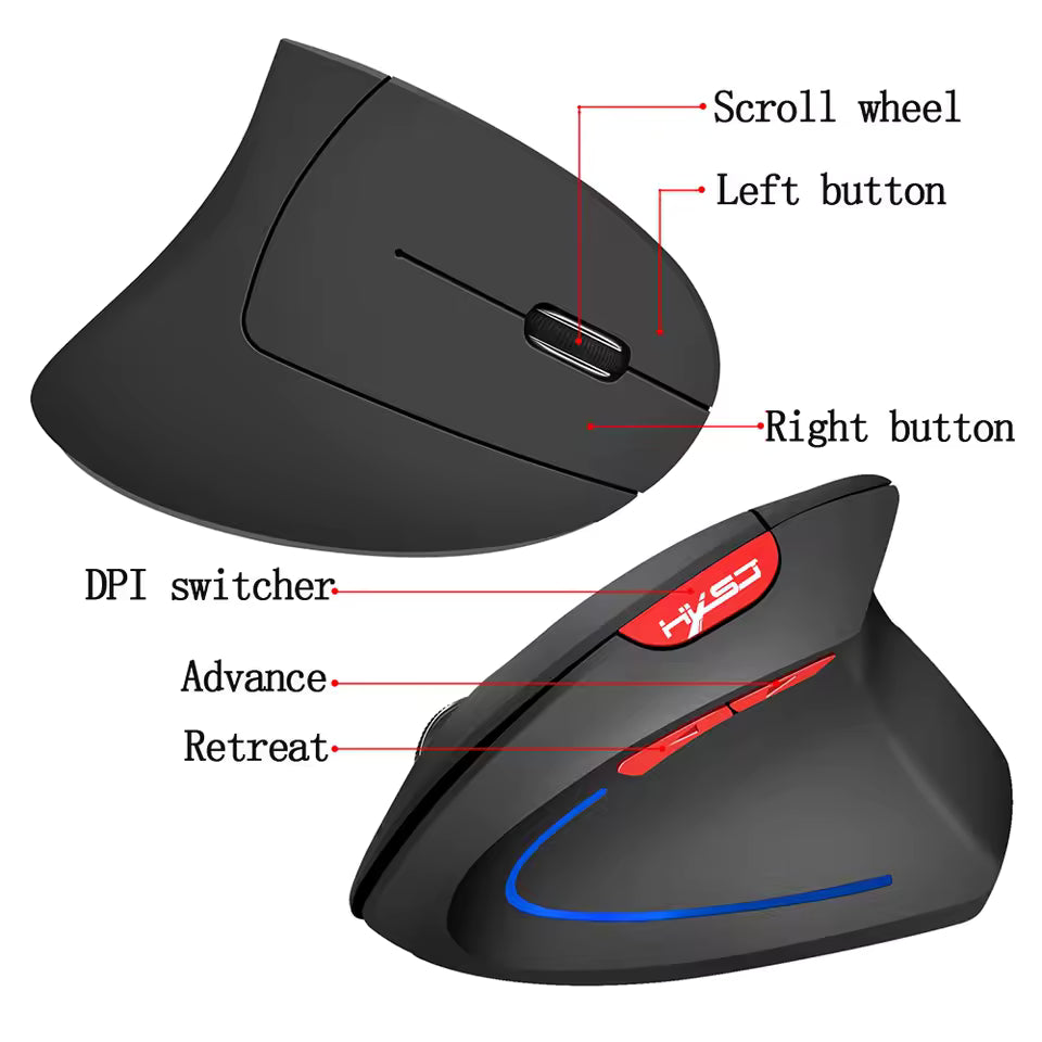 HXSJ Wireless Mouse Vertical Mice Ergonomic Rechargeable