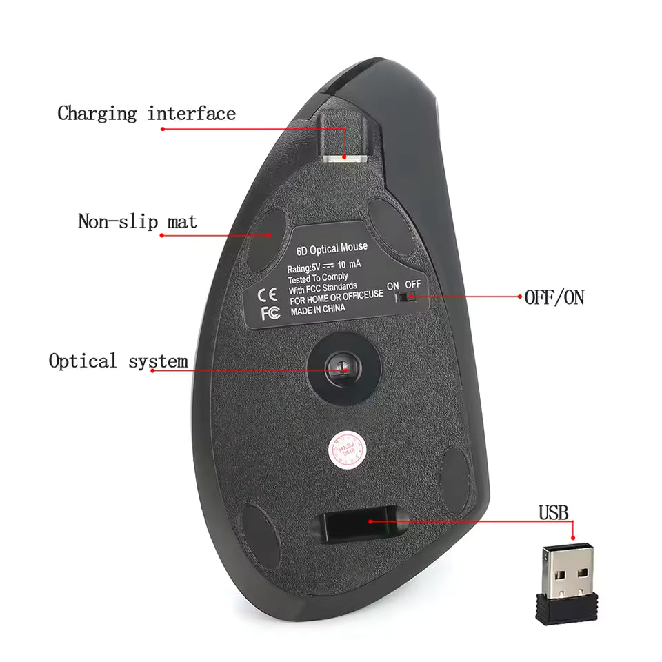 HXSJ Wireless Mouse Vertical Mice Ergonomic Rechargeable