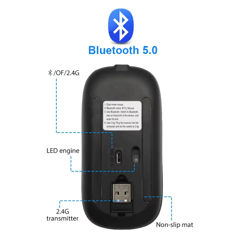 Wireless Mouse RGB Rechargeable Bluetooth Mice Wireless