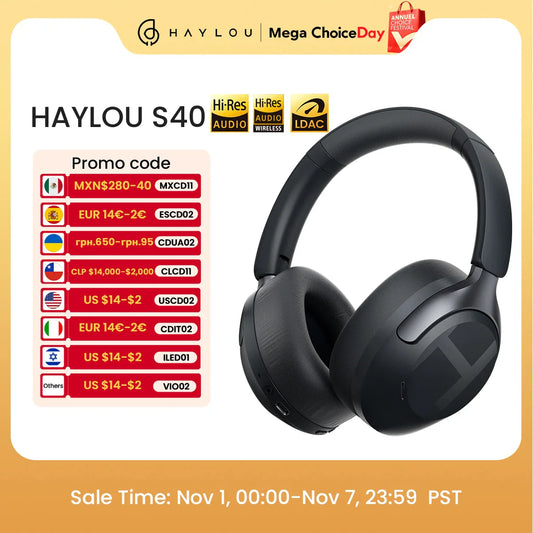HAYLOU S40 ANC Wireless Headphones – Hi-Res LDAC Over-Ear Headset