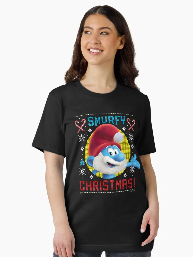 The Smurfs Papa Smurf Smurfy Christmas Ugly Sweater Logo