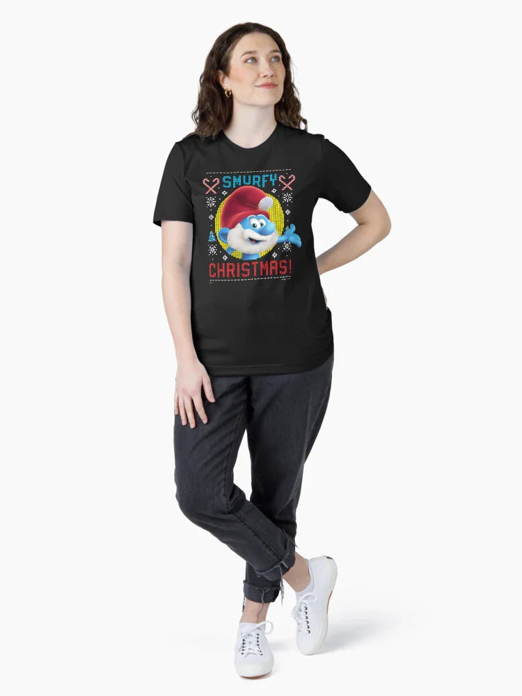 The Smurfs Papa Smurf Smurfy Christmas Ugly Sweater Logo
