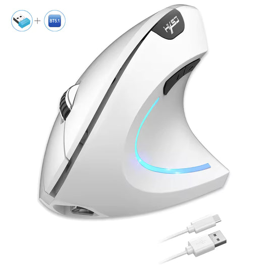 2025 New arrival HXSJ dual mode vertical White mouse ergonomic ABS 600mAh rechargeable 2400DPI Type-c interface wireless mouse for pc (Copy)